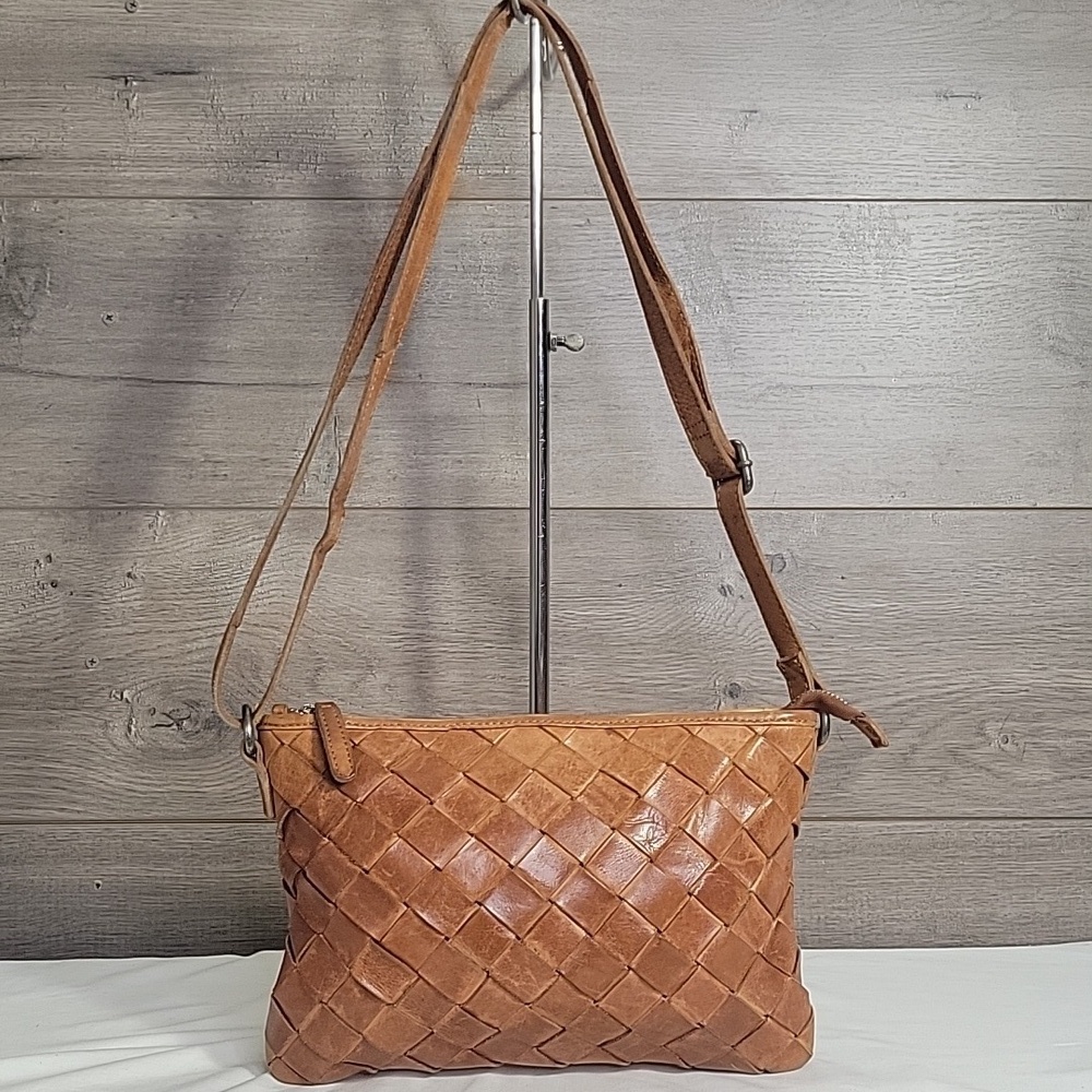 Vilenca Holland for Anthropologie Brown Woven Leather Crossbody Shoulder Bag